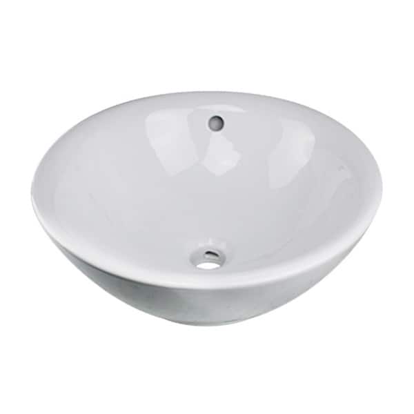 Highpoint Collection White 17-inch Round Ceramic Bathroom Vessel Sink
