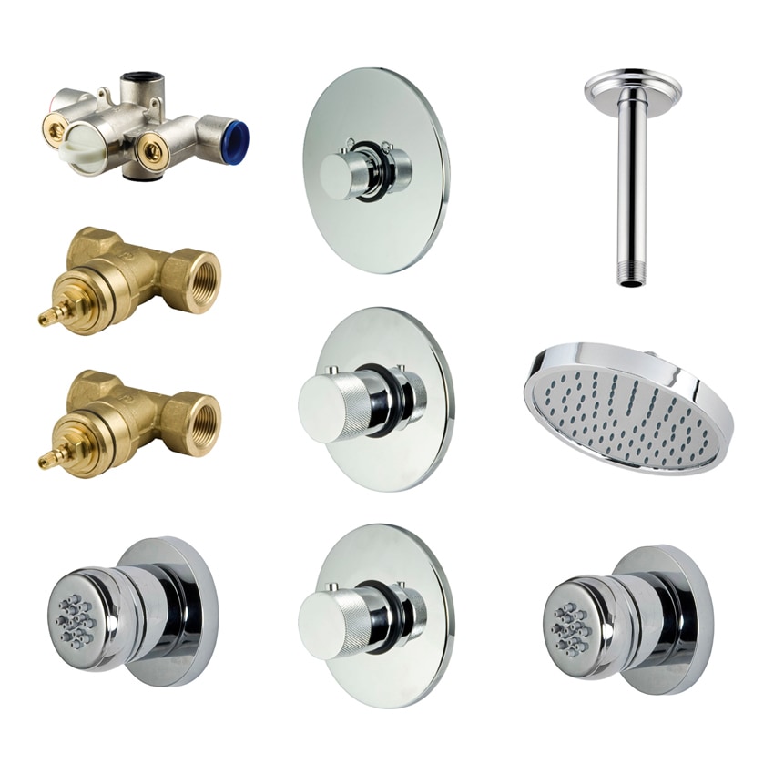 Price Pfister Chrome Shower Kit Ceiling Shower Head And Body Sprays