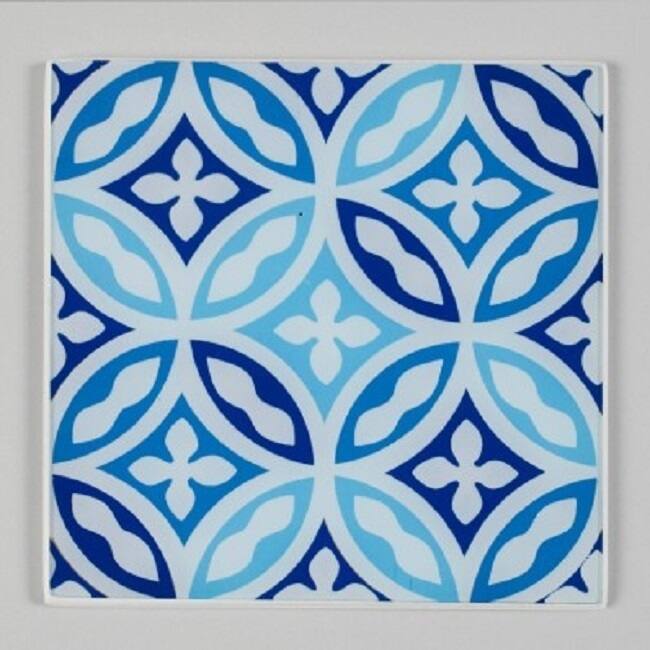 Handmade Reverse Hand-painted Square Glass Trivet (Peru)