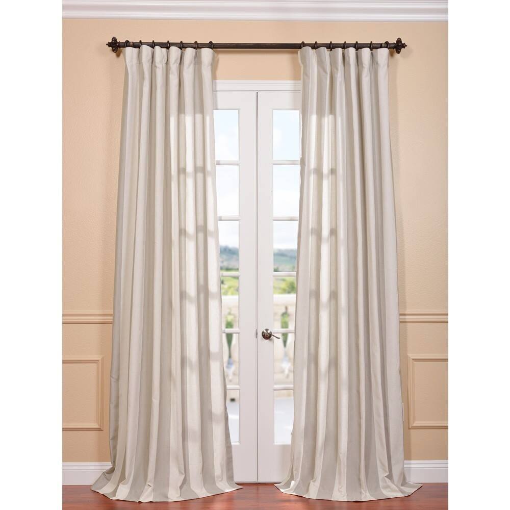 Exclusive Fabrics Bermuda Stone Stripe Linen Blend Curtain (1 Panel)