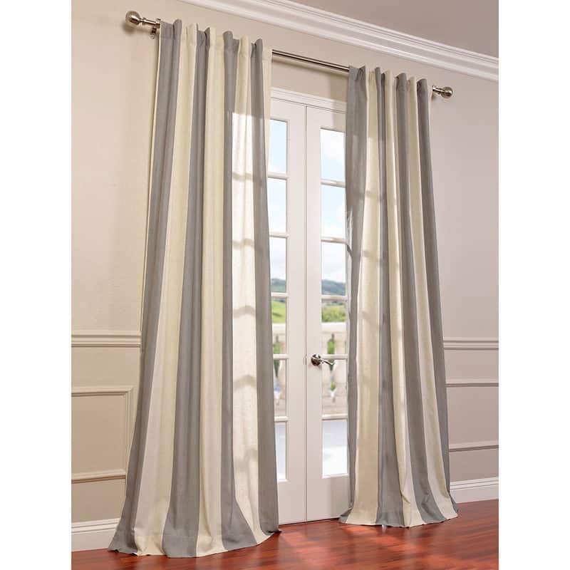 Exclusive Fabrics Del Mar Grey Linen Blend Stripe Curtain (1 Panel)