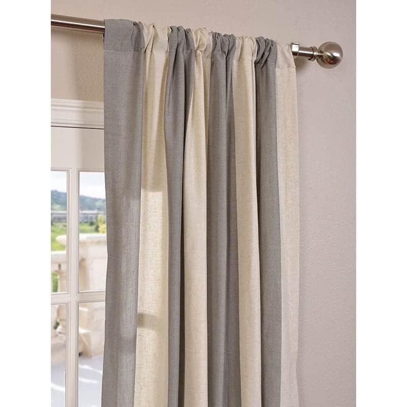 Exclusive Fabrics Del Mar Grey Linen Blend Stripe Curtain (1 Panel)
