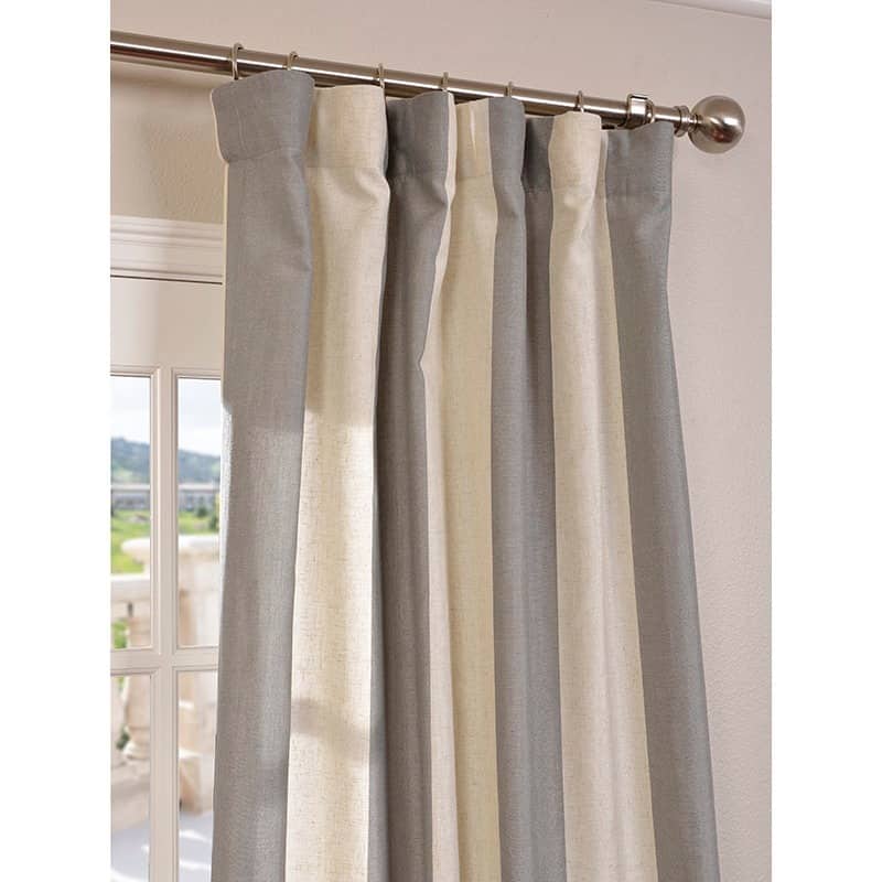 Exclusive Fabrics Del Mar Grey Linen Blend Stripe Curtain (1 Panel)
