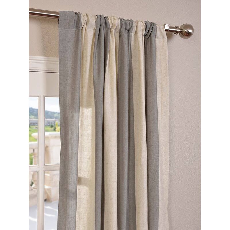 Exclusive Fabrics Del Mar Grey Linen Blend Stripe Curtain (1 Panel)