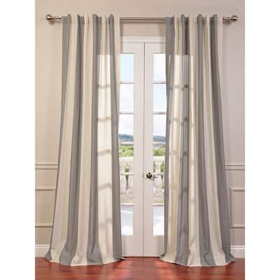 Exclusive Fabrics Del Mar Grey Linen Blend Stripe Curtain (1 Panel)
