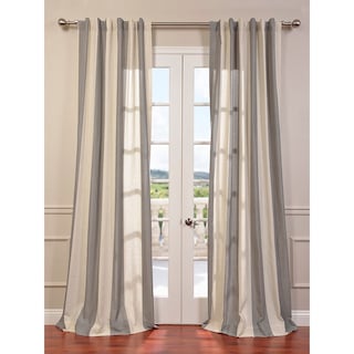 Exclusive Fabrics Del Mar Grey Linen Blend Stripe Curtain (1 Panel)