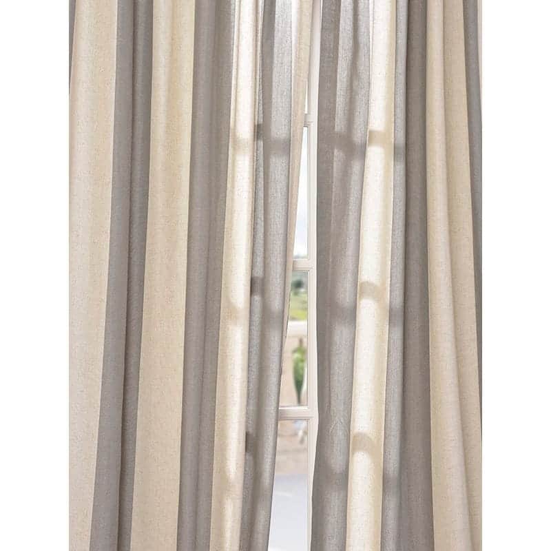 Exclusive Fabrics Del Mar Grey Linen Blend Stripe Curtain (1 Panel)