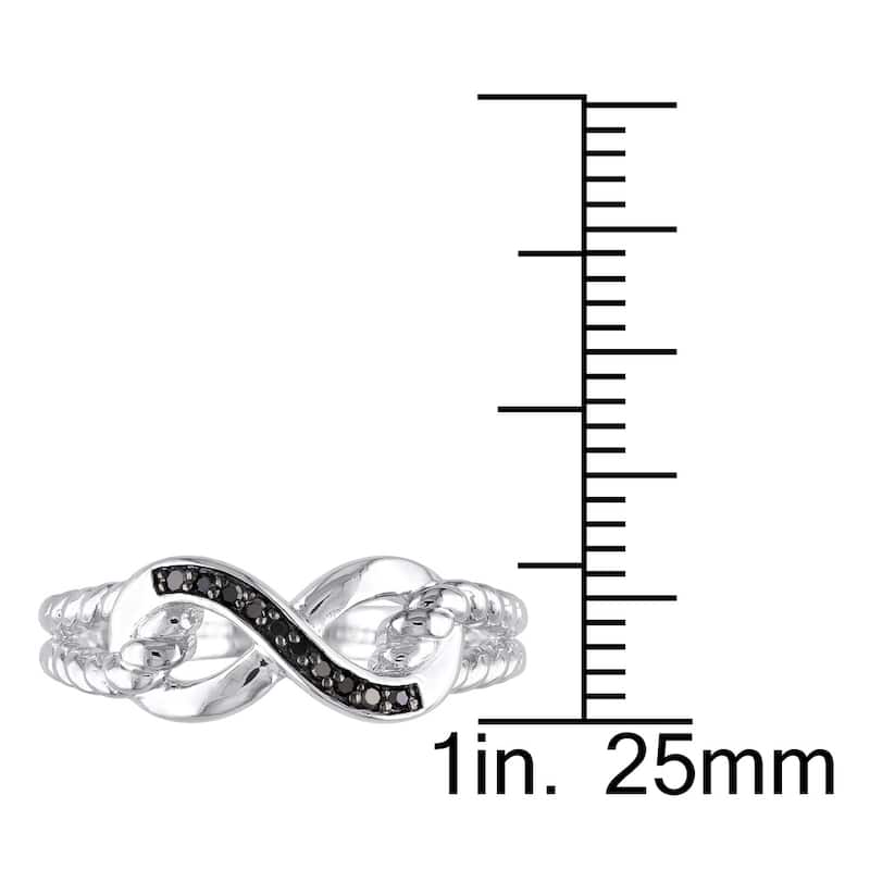 Miadora Sterling Silver Black Diamond Infinity Ring