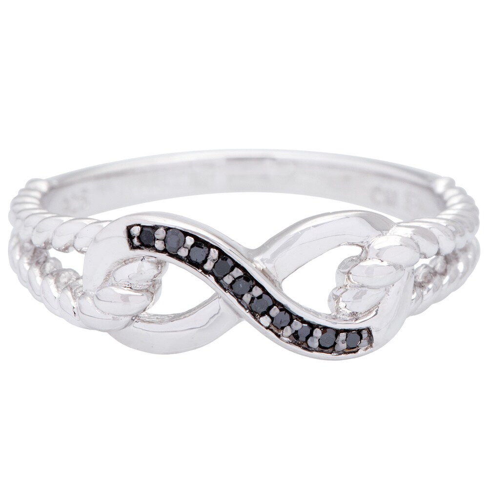 Miadora Sterling Silver Black Diamond Infinity Ring