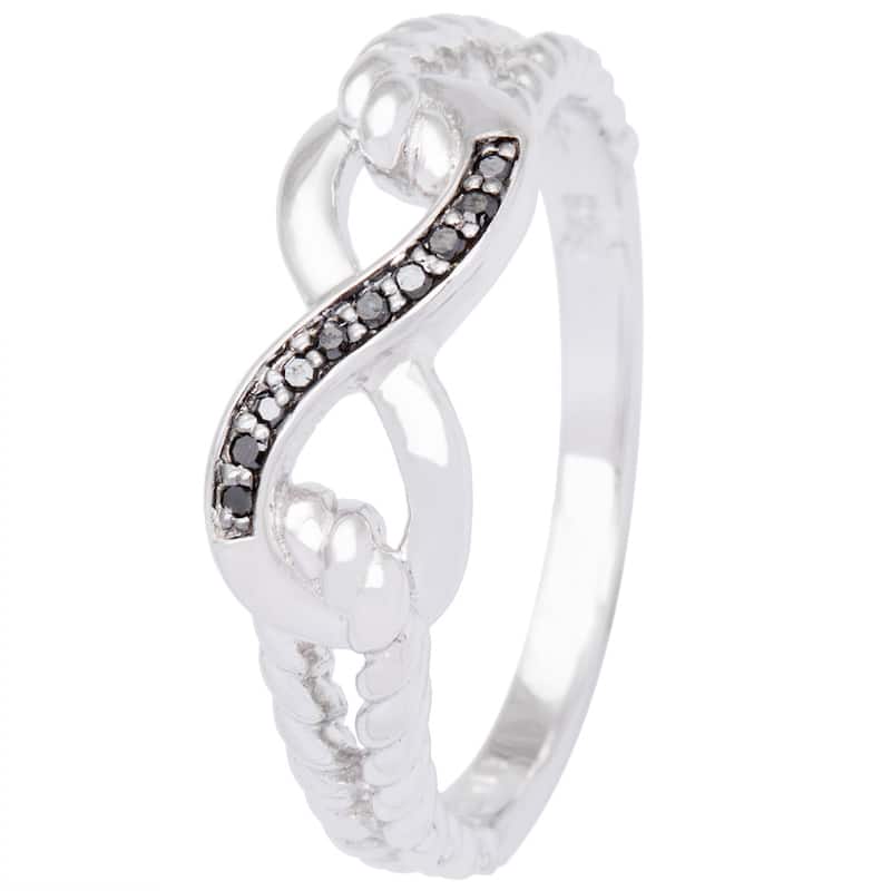 Miadora Sterling Silver Black Diamond Infinity Ring
