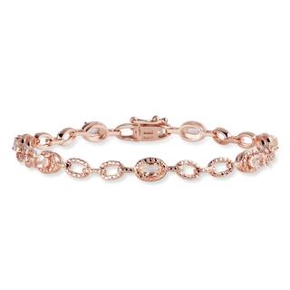 Morganite Bracelets Find Great Jewelry Deals Ping At Miadora Rose Gold Over Silver Morganite Station Link Bracelet