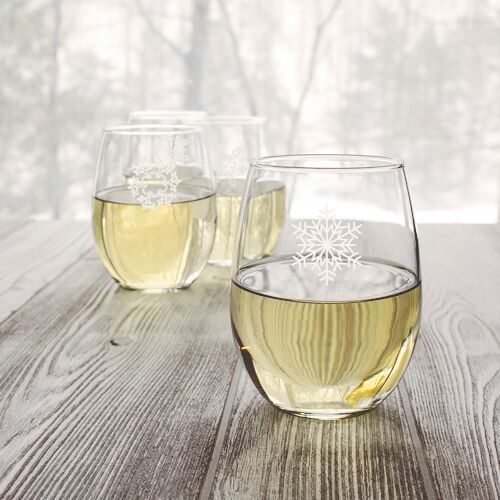 Shop Snowflake Stemless Wine Glasses On Sale Free Shipping On