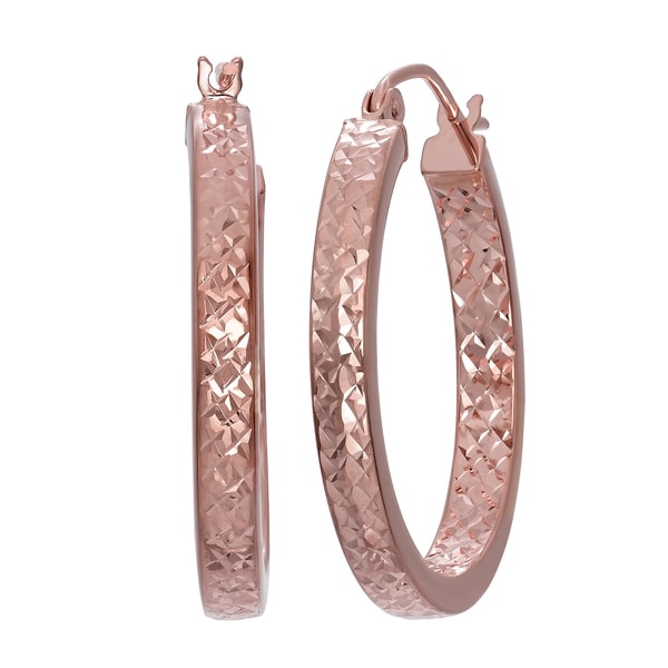 Gioelli 14k Rose Gold Diamond Cut Hoop Earrings On Gioelli 14k Rose Gold Diamond Cut Hoop Earrings