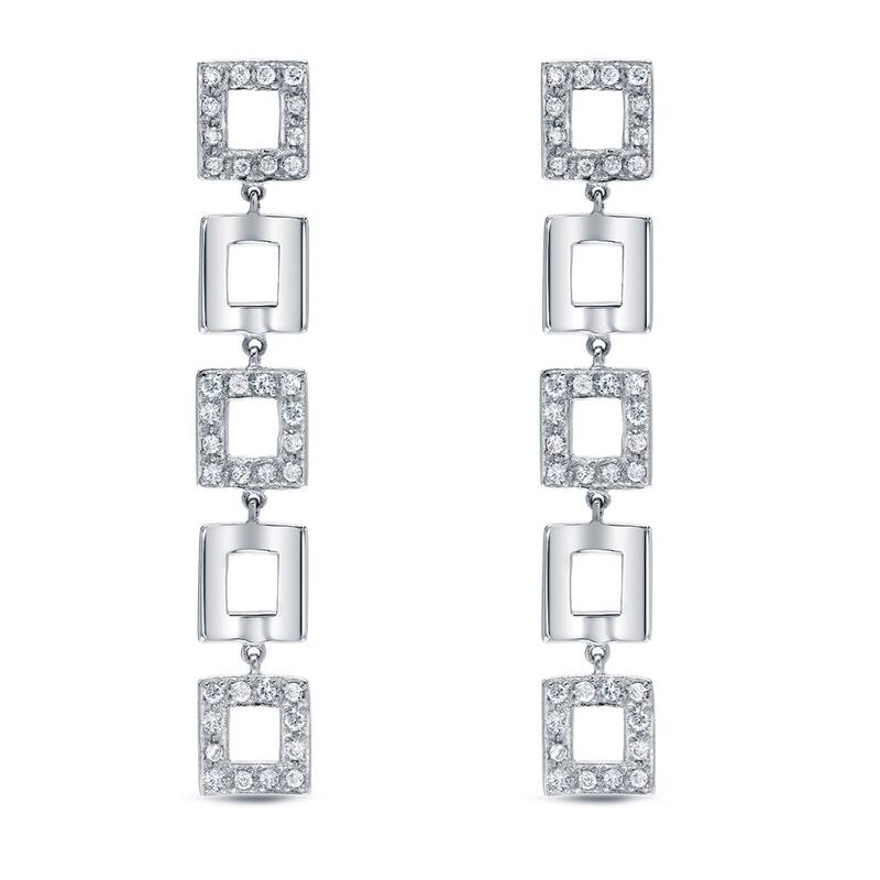Auriya 14k Gold 5/8ct TDW Geometric Square Diamond Linear Earrings (H-I, SI1-SI2)