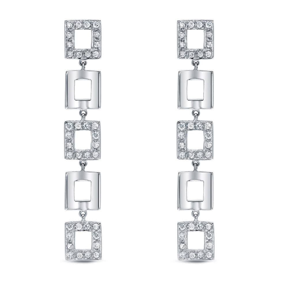 Auriya 14k Gold 5/8ct TDW Geometric Square Diamond Linear Earrings (H-I, SI1-SI2)