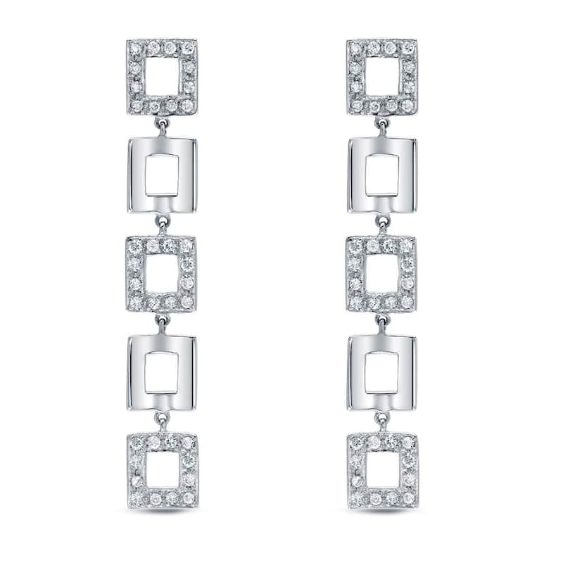 Auriya 14k Gold 5/8ct TDW Geometric Square Diamond Linear Earrings (H-I, SI1-SI2)