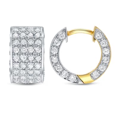 Auriya 14k Two-tone Gold 2ct TDW Diamond Pave endless Hoop Earrings (H-I, SI1-SI2)