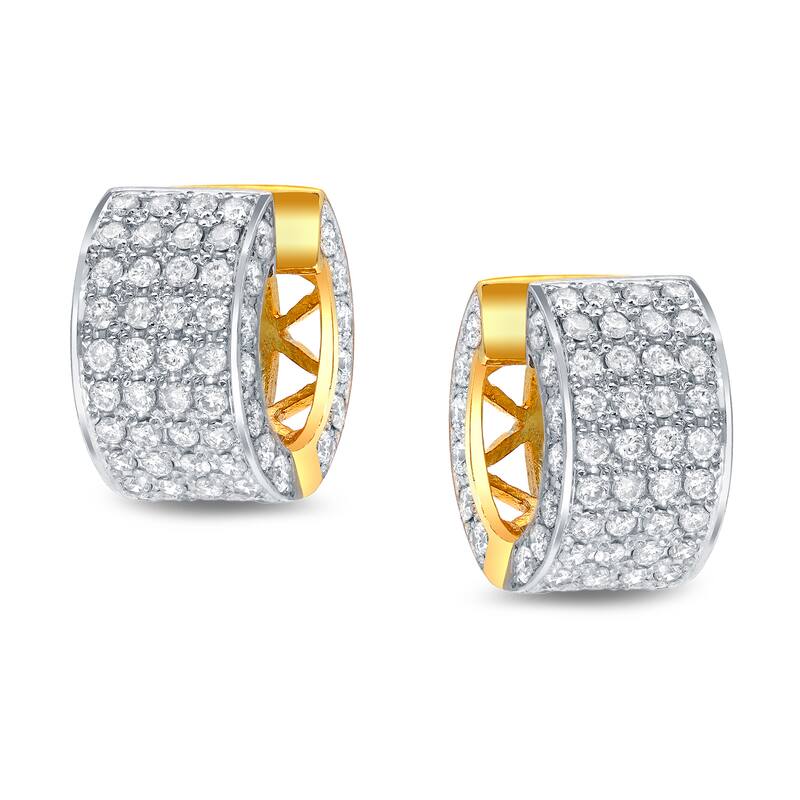 Auriya 14k Two-tone Gold 2ct TDW Diamond Pave endless Hoop Earrings (H-I, SI1-SI2)