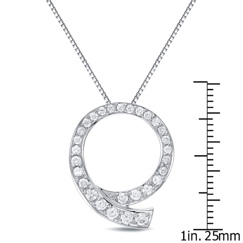 Auriya 14k White Gold 1/2ct TDW Diamond Loop Circle Pendant (H-I, SI1-SI2)