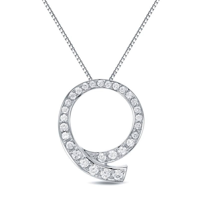 Auriya 14k White Gold 1/2ct TDW Diamond Loop Circle Pendant (H-I, SI1-SI2)