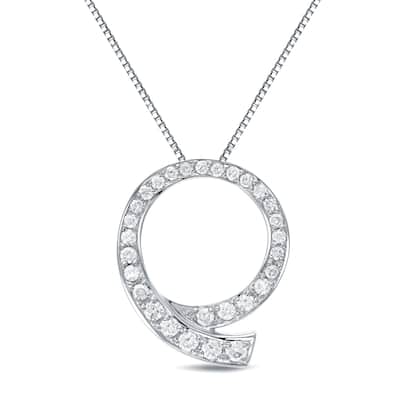 Auriya 14k White Gold 1/2ct TDW Diamond Loop Circle Pendant (H-I, SI1-SI2)