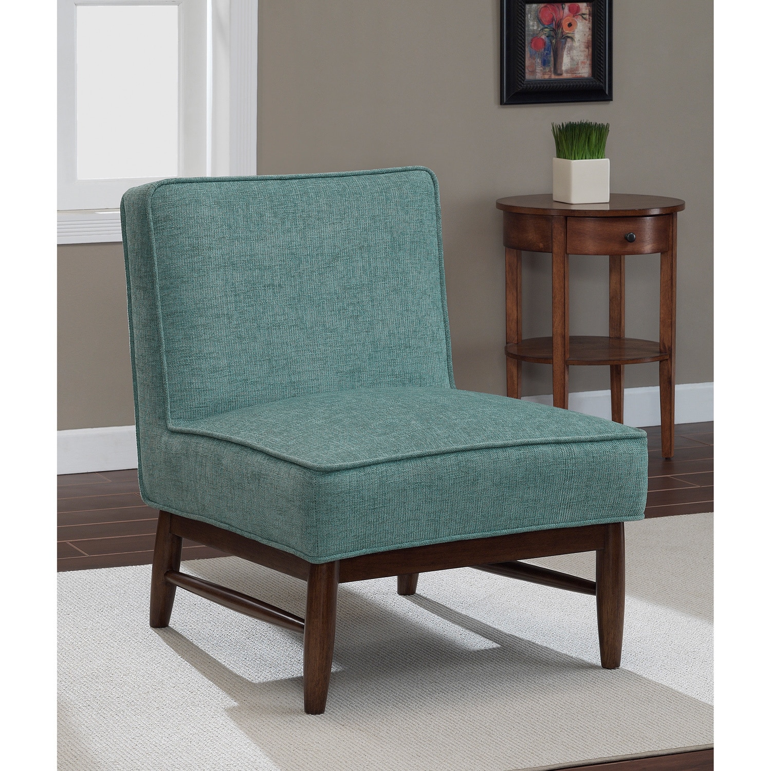 Ella Walnut Aqua Slipper Chair