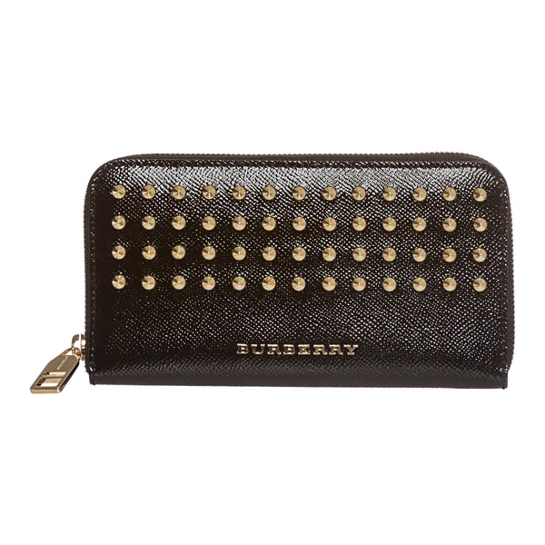 Burberry 'London' Black Studded Leather Zip-around Wallet - Free ...