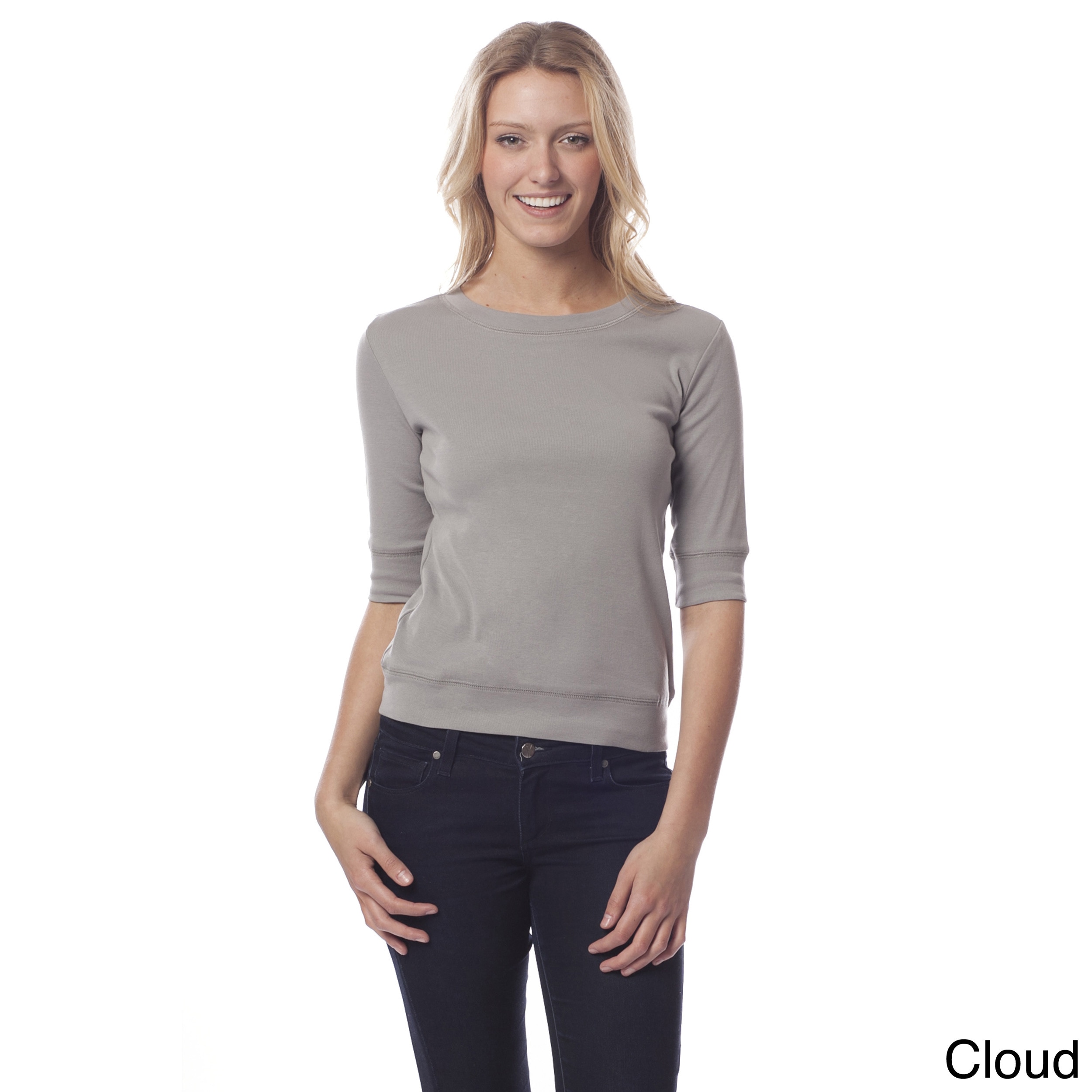 AtoZ AtoZ 3/4 sleeve Cotton Top Grey Size L (12  14)