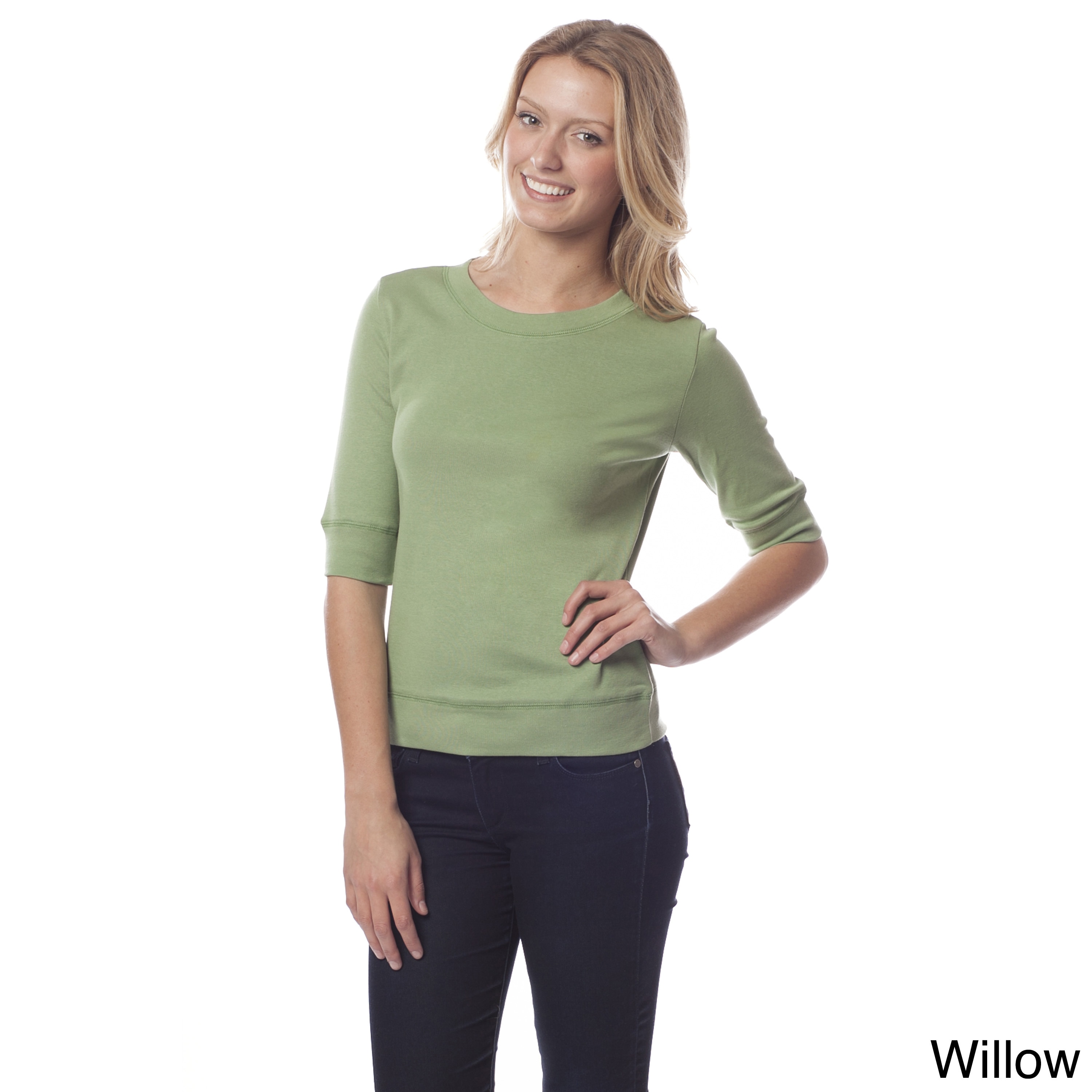 AtoZ AtoZ 3/4 sleeve Cotton Top Green Size M (8  10)