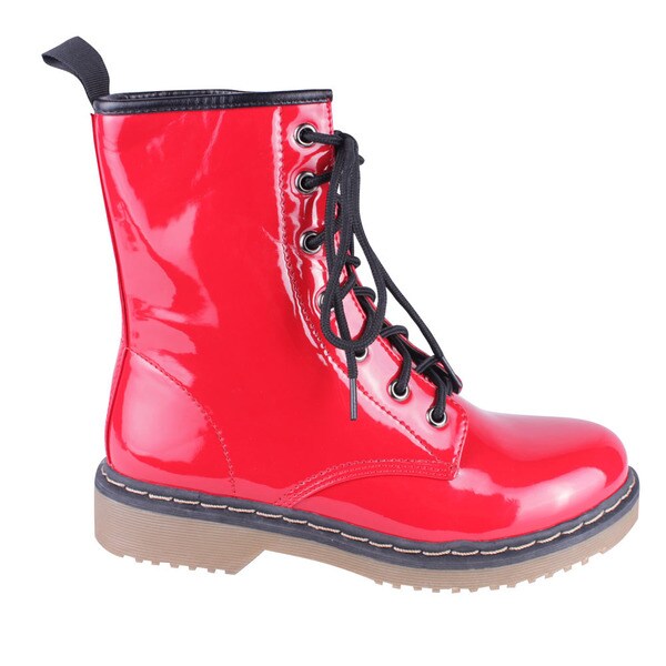 women's red combat boots