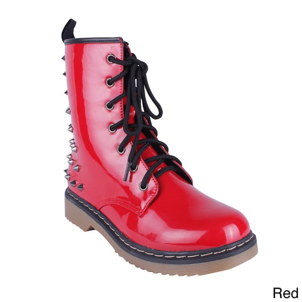 red combat boots women's