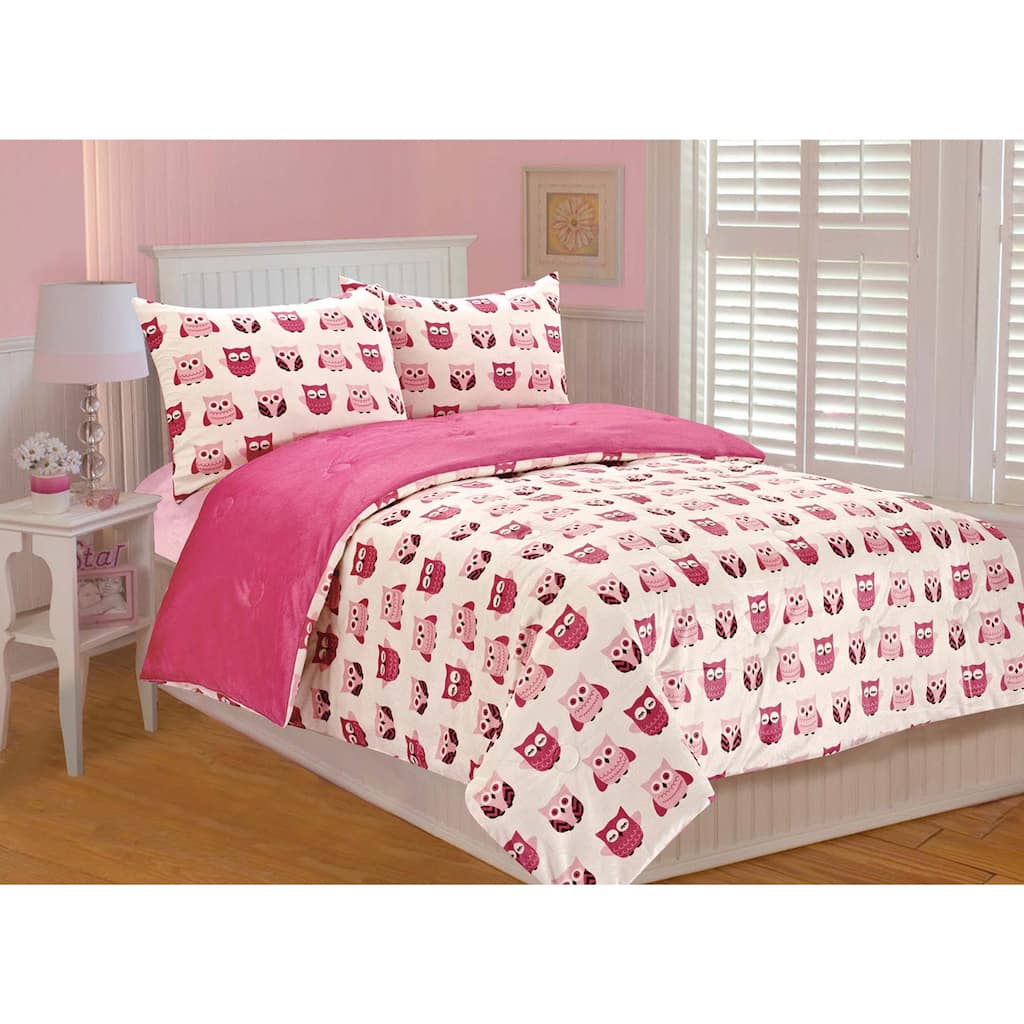 Orly Owl Printed Microplush 3-piece Comforter Set