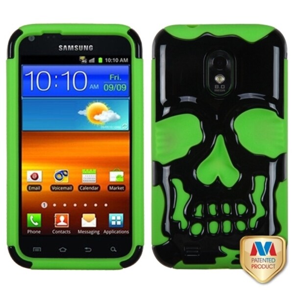 INSTEN Solid Black/ Green Skullcap Phone Case Cover for Samsung Galaxy
