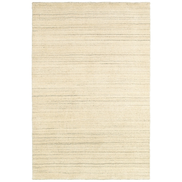 Hand knotted Abstract Natural/ Beige Wool Rug (8 x 10)