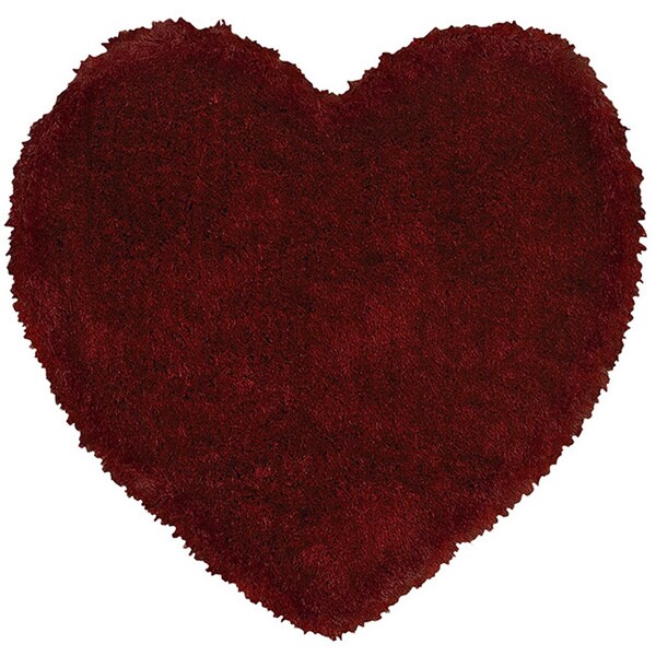 Shop LR Home Senses Red Heart Shaped Shag Rug 4' x 4' Free Shipping