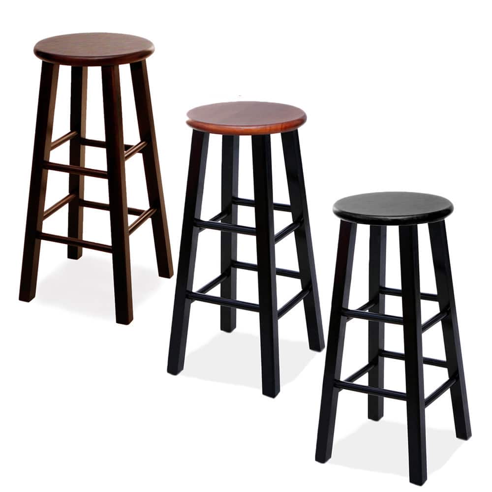 Round Wood Bar Stools (Set of 2)