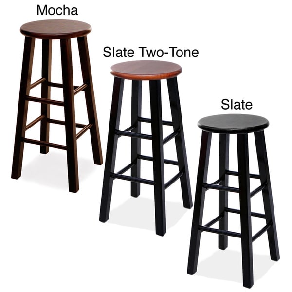 Round Wood Bar Stools (Set of 2) KD Furnishings Bar Stools