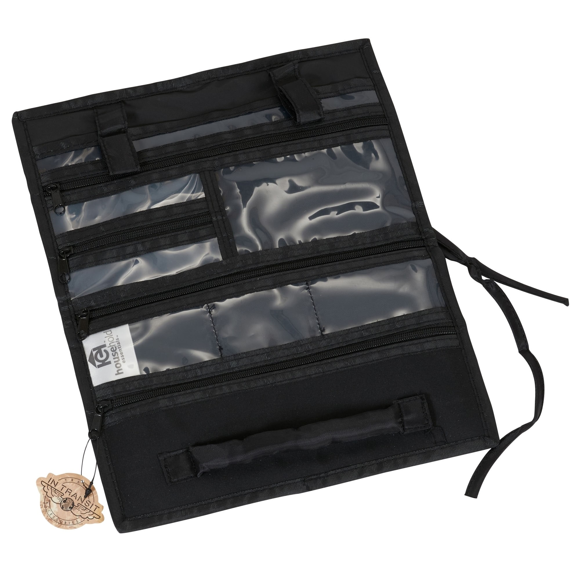 Black Fold up Multi pocket Travel Jewelry Organizer