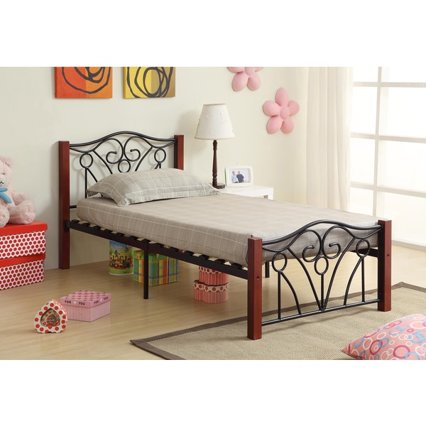 Black and Cherry Headboard and Footboard Bed Frame   15642916