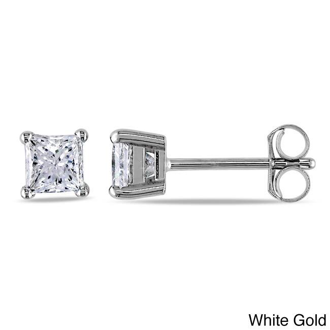 Miadora 14k Gold 3/4ct TDW Princess-cut Diamond Stud Earrings