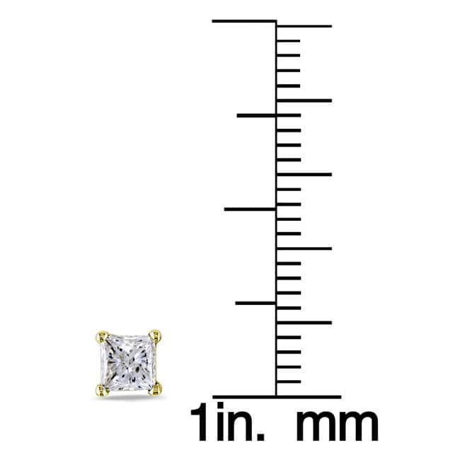 Miadora 14k Gold 3/4ct TDW Princess-cut Diamond Stud Earrings