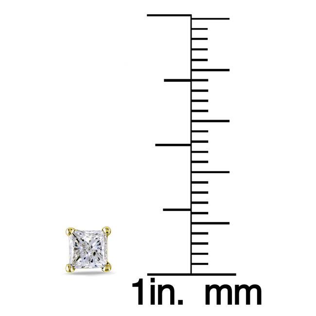 Miadora Signature Collection 14k Gold 3/4ct TDW Princess-cut Diamond Stud Earrings