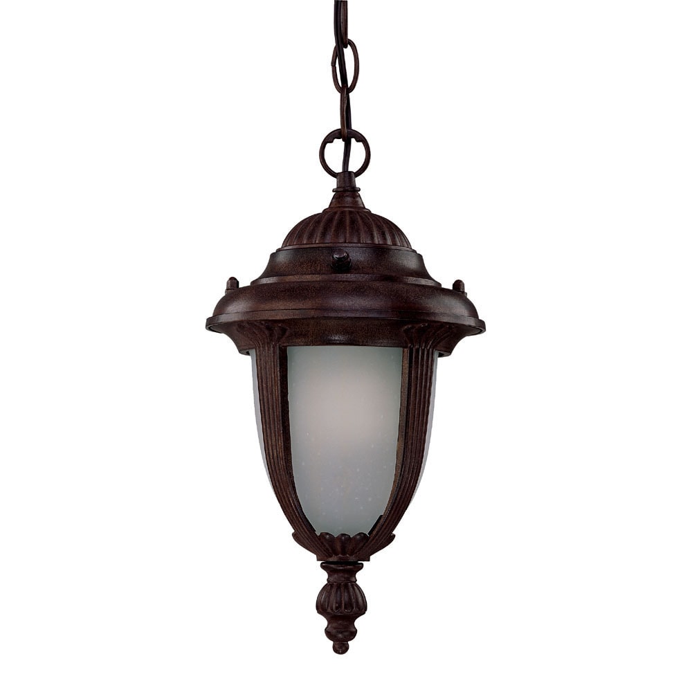 Monterey Energy Star Collection Hanging Lantern 1 light Outdoor Burled Walnut Glass Light Fixture