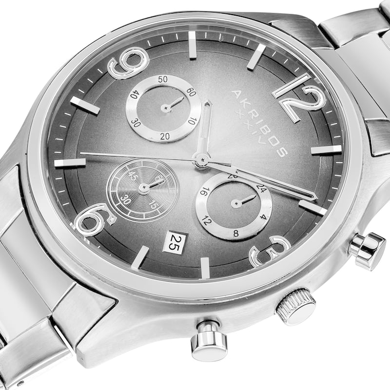 Akribos XXIV Men's Quartz Chronograph Gradient-dial Black Bracelet Watch