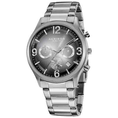 Akribos XXIV Men's Quartz Chronograph Gradient-dial Black Bracelet Watch