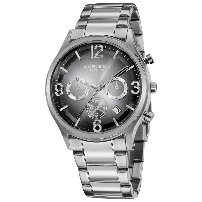 Akribos XXIV Men's Quartz Chronograph Gradient-dial Black Bracelet Watch