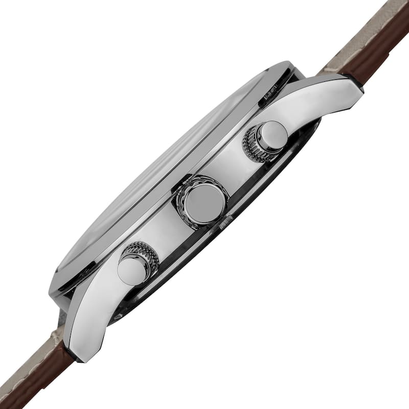 Akribos XXIV Men's Brown Arabic Numeral Gradient Dial Leather Strap Watch