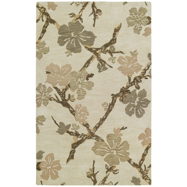 Euphoria Dogwood Sand Tufted Wool Rug - 5' x 7'9