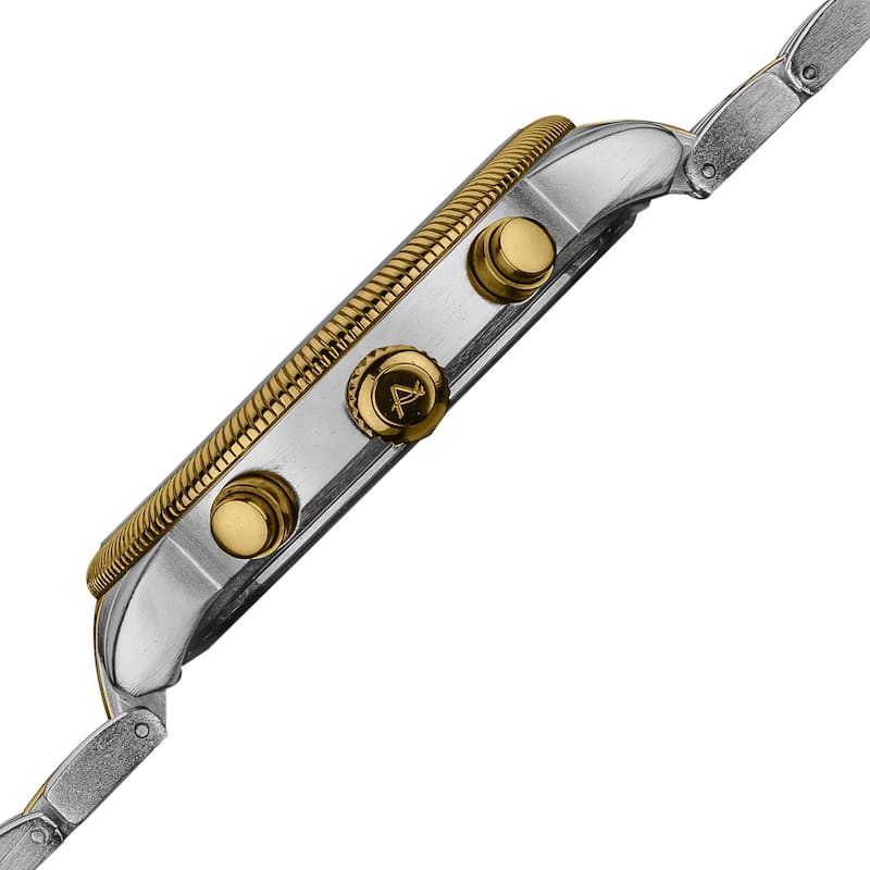 August Steiner Men's Swiss Quartz Coin Edge Bezel Two-Tone Bracelet Watch