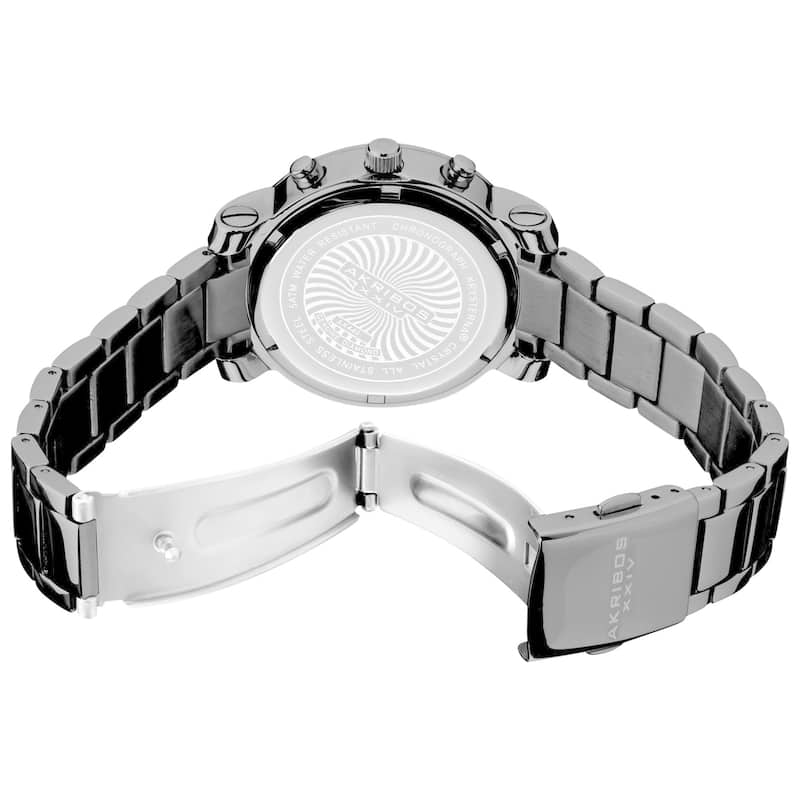 Akribos XXIV Women's Stainless Steel Diamond Chronograph Black Bracelet Watch